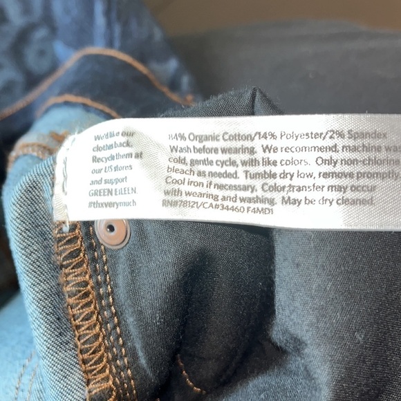Eileen Fisher Ikat Skinny Jeans Size 14 Dark Wash Batik Damask Stretch denim - Picture 6 of 7